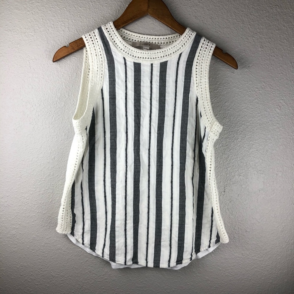 Loft Striped Sheer Linen Sleeveless Top